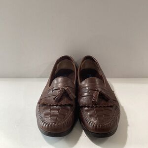 Giorgio Brutini Brown Leather Le Glove Duane Kiltie Tassel Slip On Loafers Sz 10